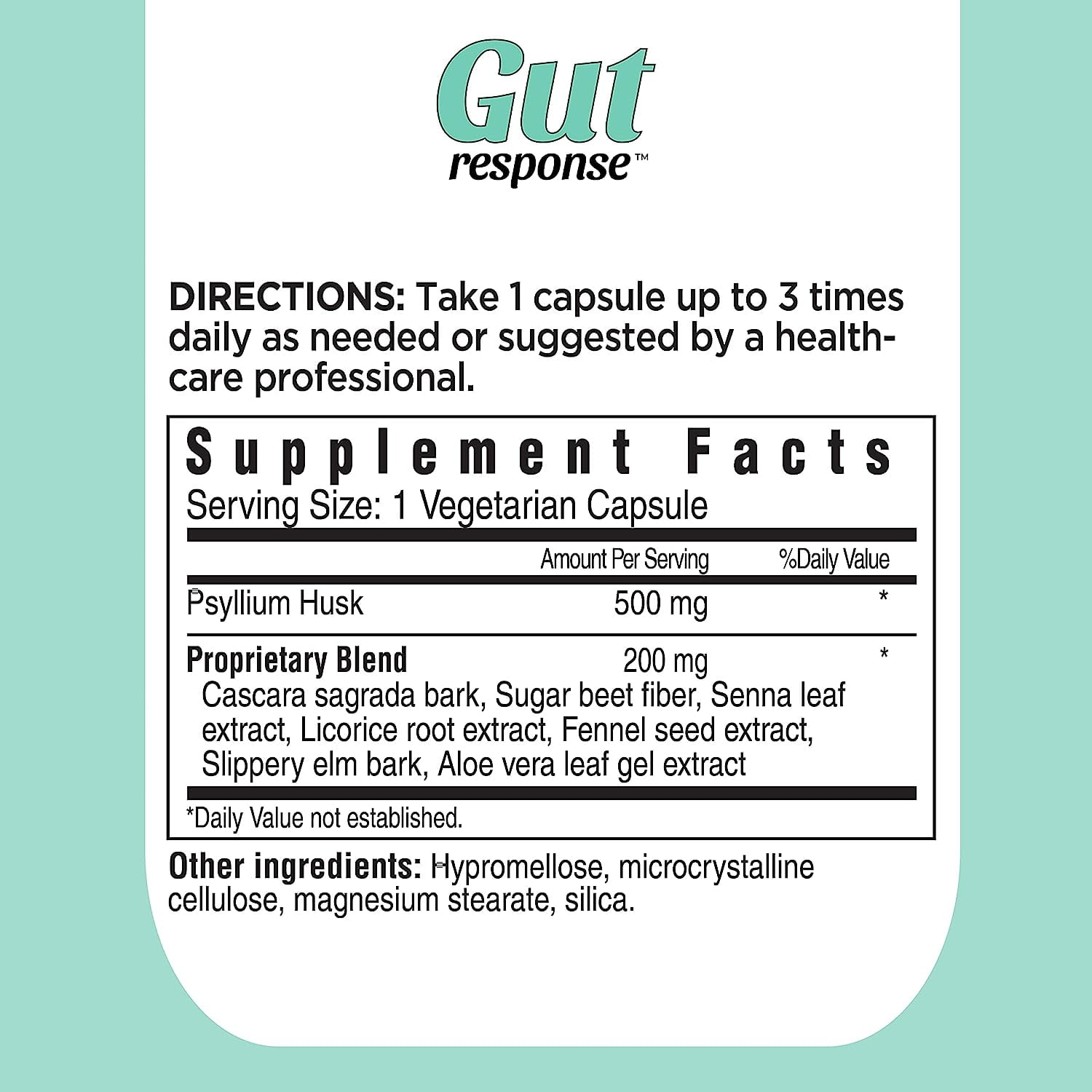Natural Psyllium Fiber Capsules for Digestive Health - 90 ct