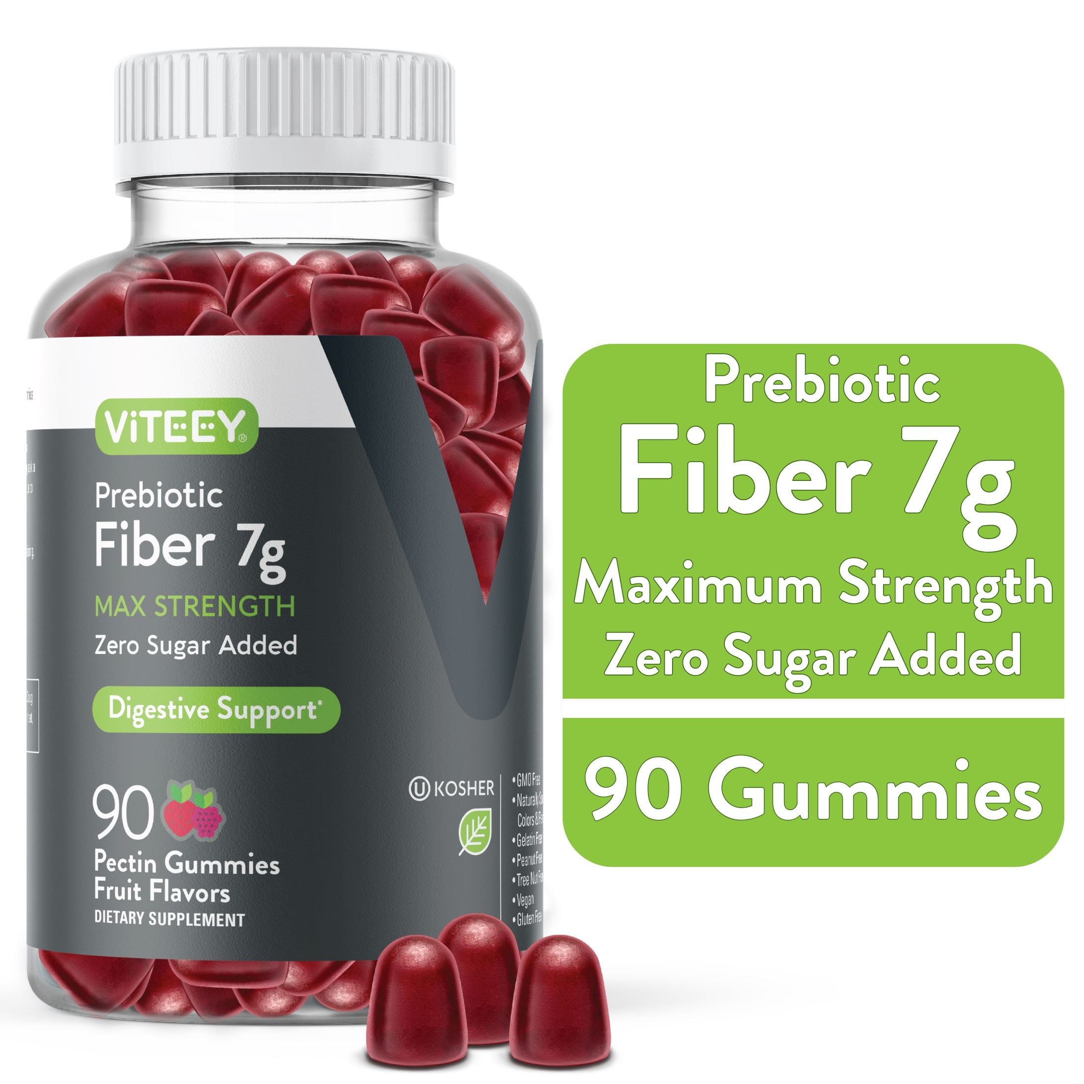 VITEEY FIBER GUMMIES 7G FOR DIGESTIVE SUPPORT, FRUIT FLAVOR, 90 COUNT - 1 PACK