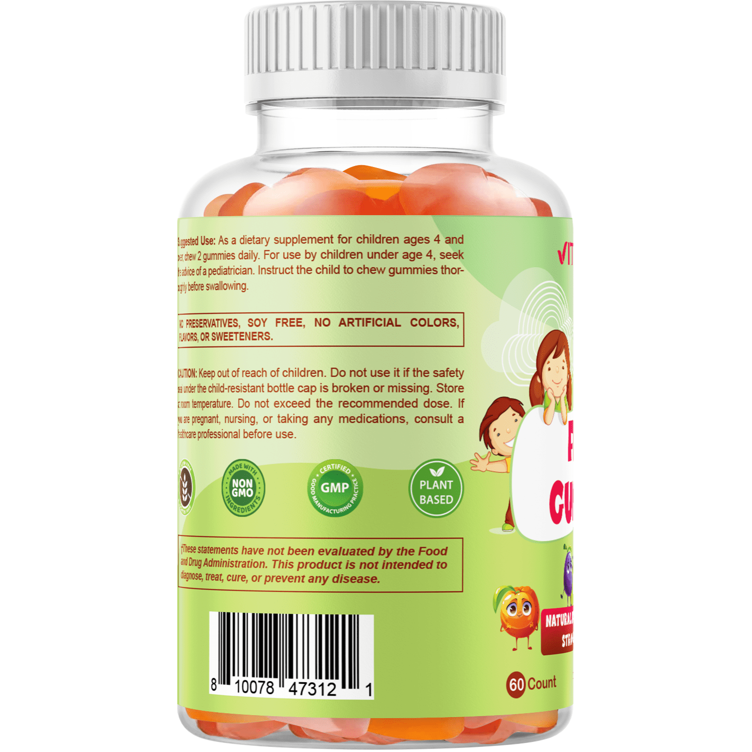 Vitamatic Adult Prebiotic Fiber Gummies - 4G Extra Strength - 60 Pectin-Based - Digestive Health