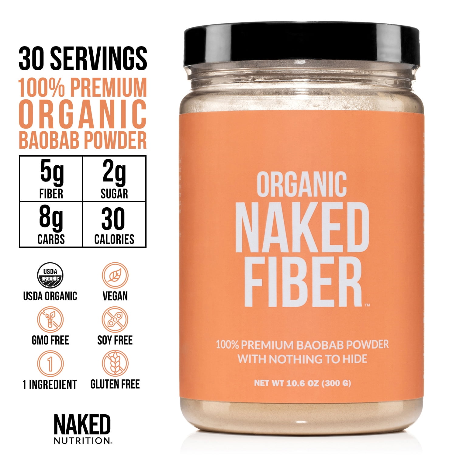 NAKED NUTRITION ORGANIC BAOBAB FIBER SUPPLEMENT POWDER - PURE AND NATURAL FIBER BOOST