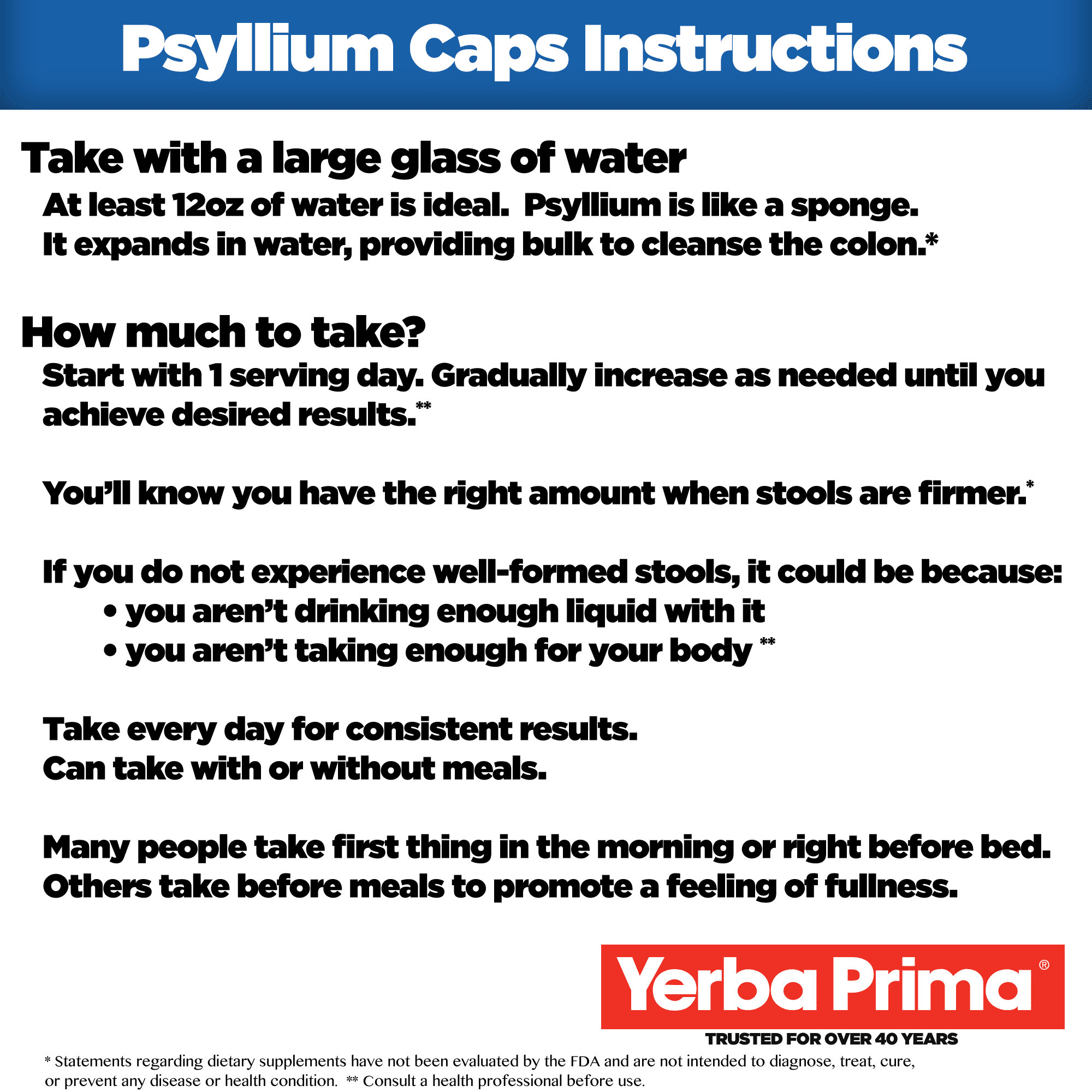 YERBA PRIMA PSYLLIUM HUSK VEG CAPSULES, 400 CT (625MG) - COLON CLEANSE, FIBER SUPPLEMENT