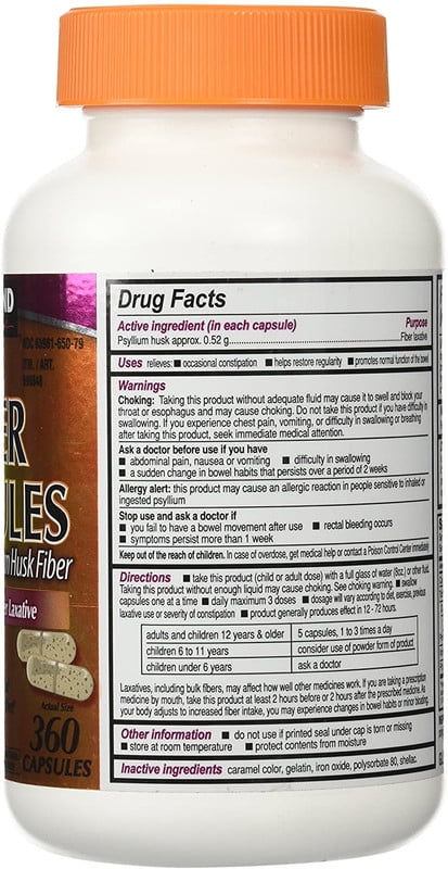 KS Psyllium Fiber Capsules for Digestive Health 360-Count