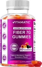 VitamaticUSA Prebiotic Fiber Gummies for Adults - 7g Extra Strength - 60 Pectin Gummies