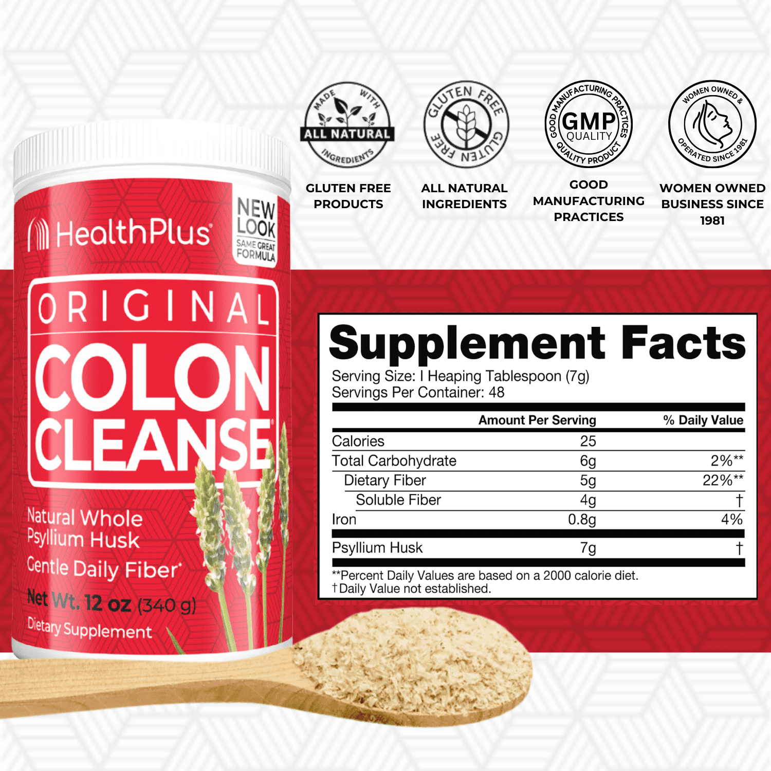 Health Plus Natural Colon Cleanse with Psyllium Husk - 12 oz