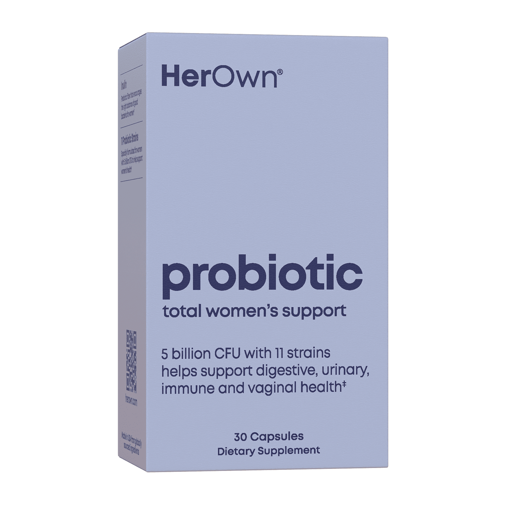 HerOwn Probiotic Capsules with 11 Prebiotic Strains for Digestive Health, Skin & Immune Support - 30 Caps
