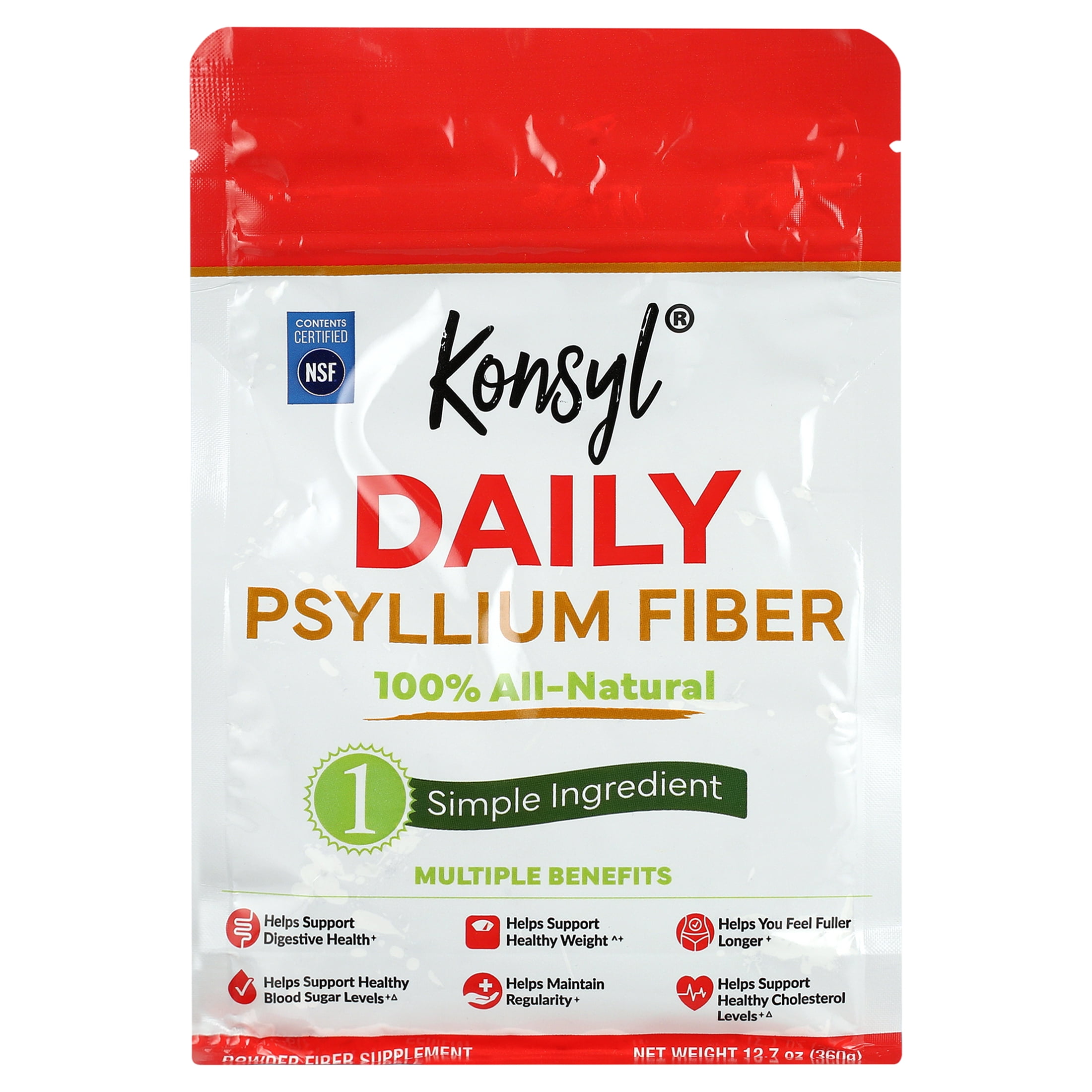 Konsyl Daily Psyllium Fiber Supplement - 100% Natural, 5g Fiber, 60 Servings - 12.7 oz