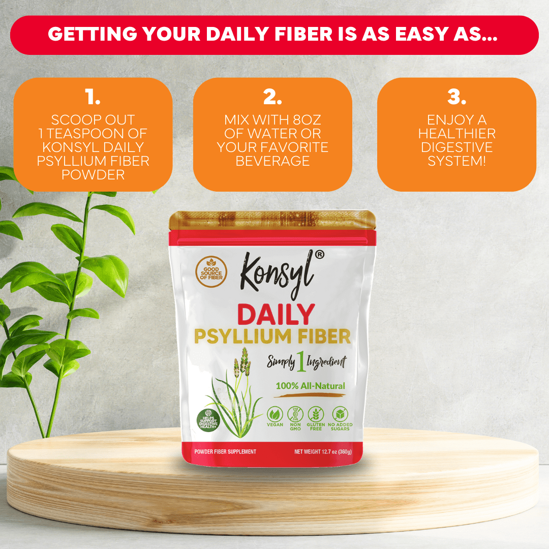 Konsyl Daily Psyllium Fiber Supplement - 100% Natural, 5g Fiber, 60 Servings - 12.7 oz