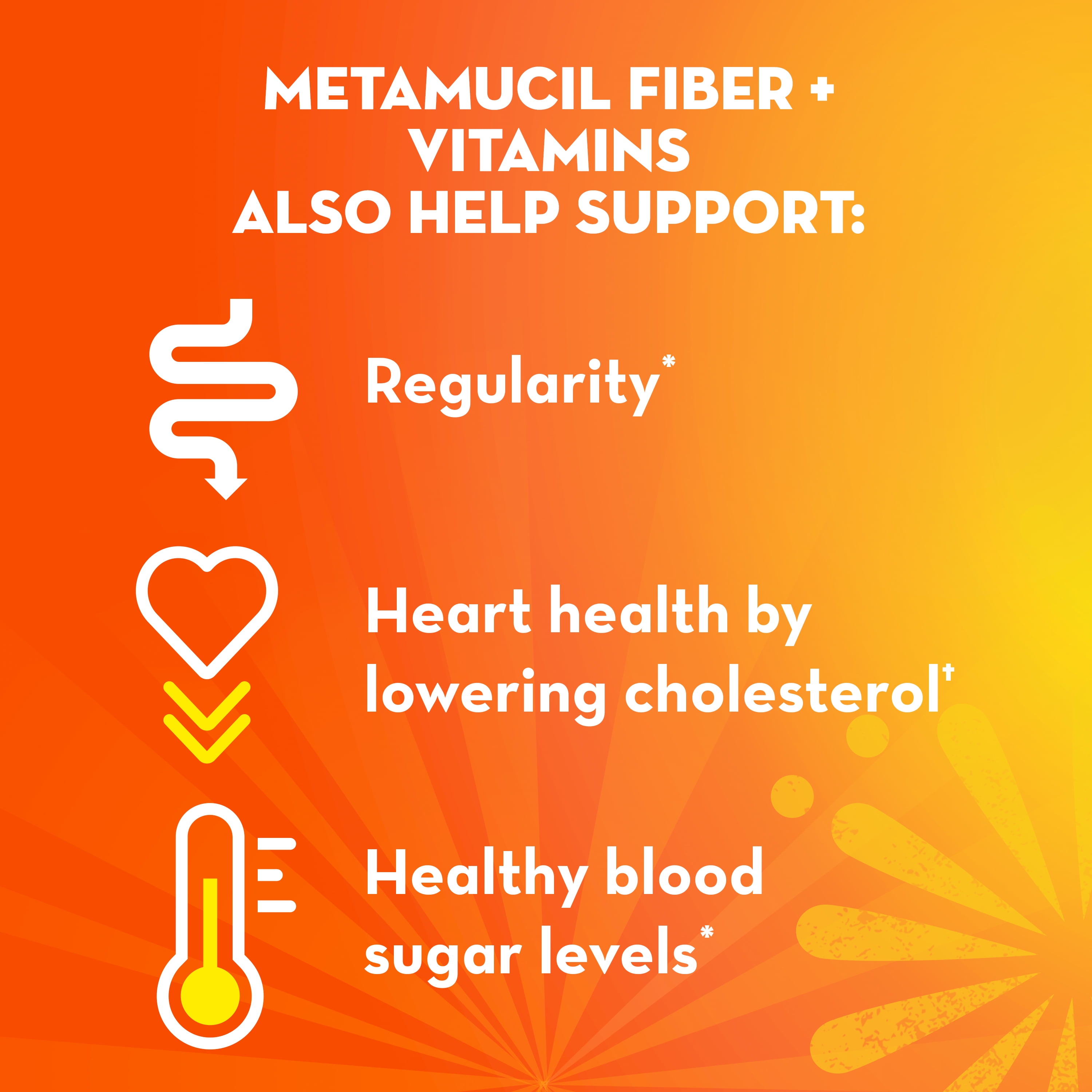 Metamucil Fiber Powder with Vitamins B12 - Citrus Flavor, 50 Servings