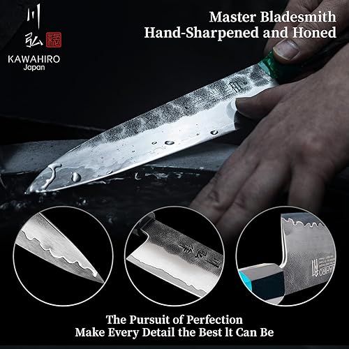 KAWAHIRO 210MM JAPANESE CHEF KNIFE - HANDCRAFTED VG10 KITCHEN KNIFE WITH ERGONOMIC HANDLE