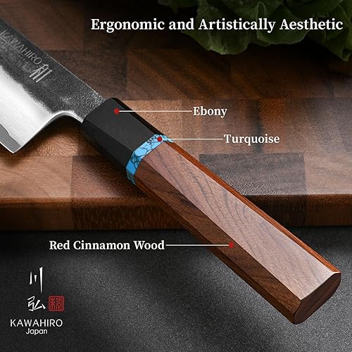 KAWAHIRO 210MM JAPANESE CHEF KNIFE - HANDCRAFTED VG10 KITCHEN KNIFE WITH ERGONOMIC HANDLE