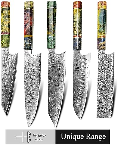 HAJEGATO DAMASCUS CHEF KNIFE 8 INCH JAPANESE GYUTO WITH UNIQUE HANDLE | VG10 67 LAYERS DAMASCUS STEEL, SHEATH