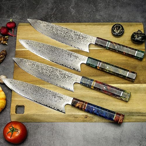 HAJEGATO DAMASCUS CHEF KNIFE 8 INCH JAPANESE GYUTO WITH UNIQUE HANDLE | VG10 67 LAYERS DAMASCUS STEEL, SHEATH