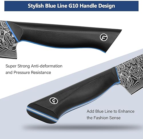 Damascus Steel Chef Knife Set - 3 Piece Professional Knives with G10 Handle