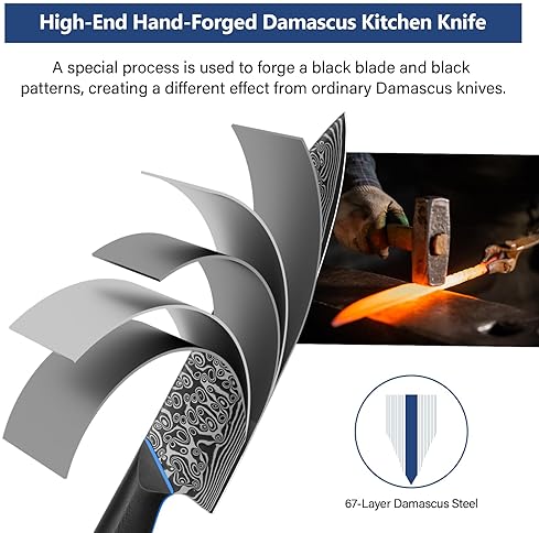 Damascus Steel Chef Knife Set - 3 Piece Professional Knives with G10 Handle