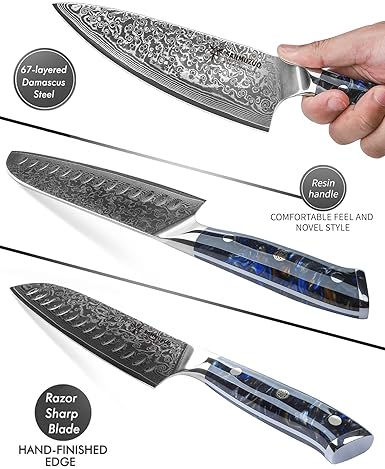 XUAN SERIES STARRY BLACK 5-PIECE CHEF KNIFE SET, VG10 DAMASCUS STEEL, RESIN HANDLE