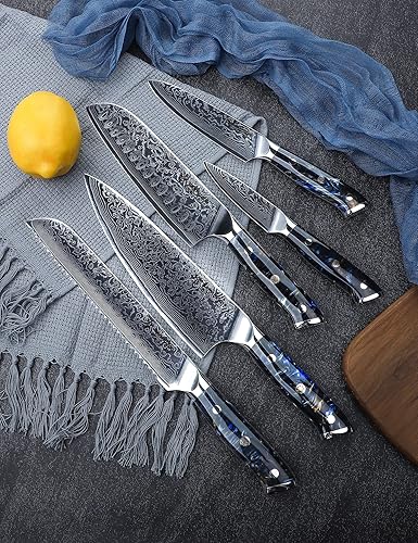 XUAN SERIES 5-PIECE CHEF KNIFE SET - VG10 DAMASCUS STEEL, RESIN HANDLE - STARRY BLACK