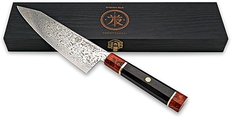 Kiritsuke Chef Knife – 8 Inch 110 Layer Damascus Steel with Dual Cores, Burl & Ebony Handle. Ideal for Pro Chefs