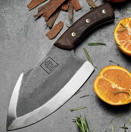 COOLINA Lixy Cleaver Chef Knife - 8.7-in Hand-forged Manganese Steel - Full Tang Butcher Knife for Outdoor Cooking