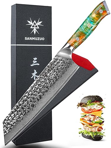 Kiritsuke Chef Knife with Hammered Damascus Steel Blade - YAO Series