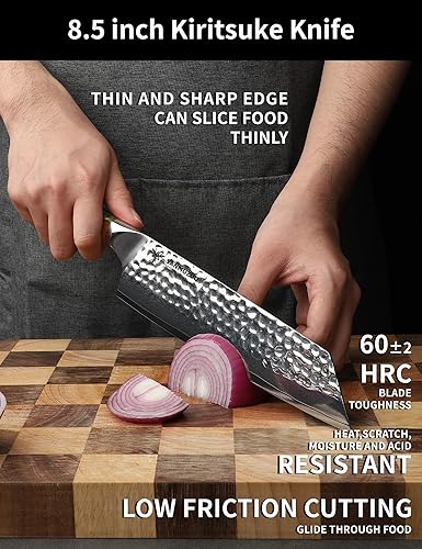Kiritsuke Chef Knife with Hammered Damascus Steel Blade - YAO Series