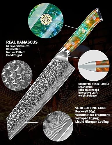 Kiritsuke Chef Knife with Hammered Damascus Steel Blade - YAO Series
