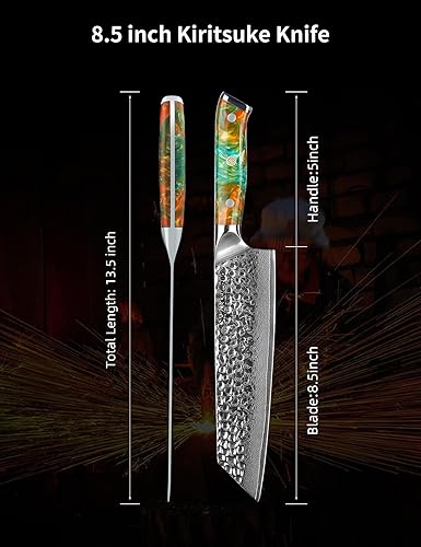 Kiritsuke Chef Knife with Hammered Damascus Steel Blade - YAO Series