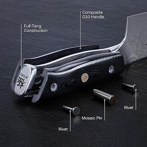 KYOKU 8" Shogun Series Japanese Chef Knife - VG10 Steel Core Damascus Blade - Sheath & Case