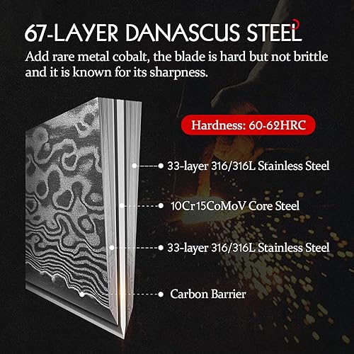 Hezhen Damascus Steel Chef's Knife with Figured Sycamore Handle - Professional Kitchen Tool