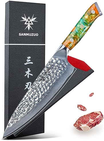 Hammered Damascus Steel & Resin Handle - YAO Series 8-Inch Chef Knife