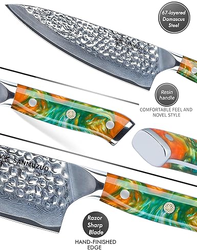 Hammered Damascus Steel & Resin Handle - YAO Series 8-Inch Chef Knife