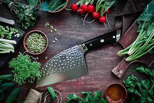 Dalstrong 7.5" Serbian Chef Knife - Gladiator Series Elite - German HC Steel - Meat Cleaver - Razor Sharp - G10 Handle - w/Sheath