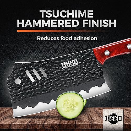 Jikko Phoenix Edition 3-Piece Japanese Chef Knife Set with Hammered Blades & Maple Burl Handles