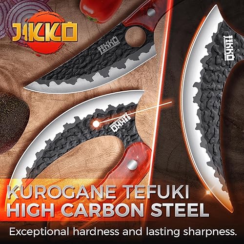 Jikko Phoenix Edition 3-Piece Japanese Chef Knife Set with Hammered Blades & Maple Burl Handles