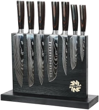 Hand-Forged Kitchen Knife Set with Magnetic Block - Ideal for Novice to Pro Chefs 7-Piece
