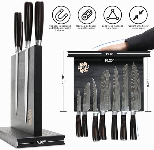 Hand-Forged Kitchen Knife Set with Magnetic Block - Ideal for Novice to Pro Chefs 7-Piece