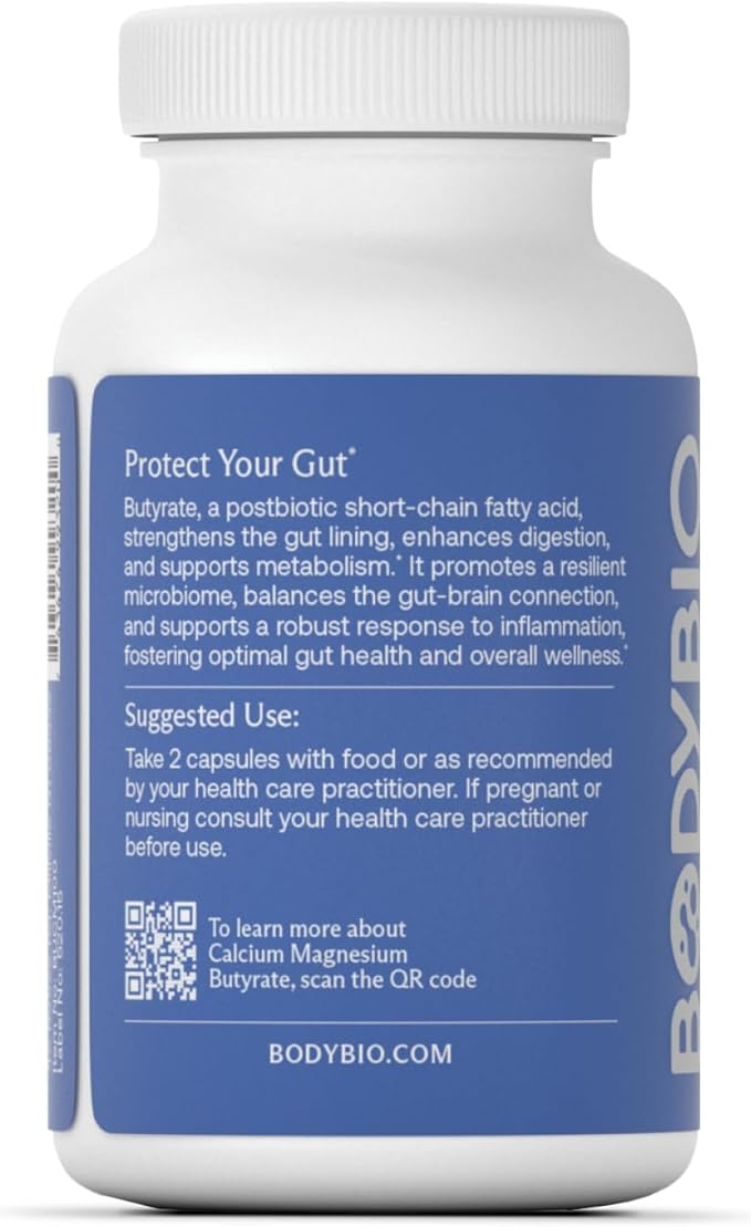 BodyBio Butyrate with Calcium & Magnesium - 100 Kapsül