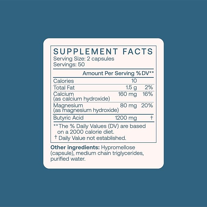 BodyBio Butyrate with Calcium & Magnesium - 100 Kapsül