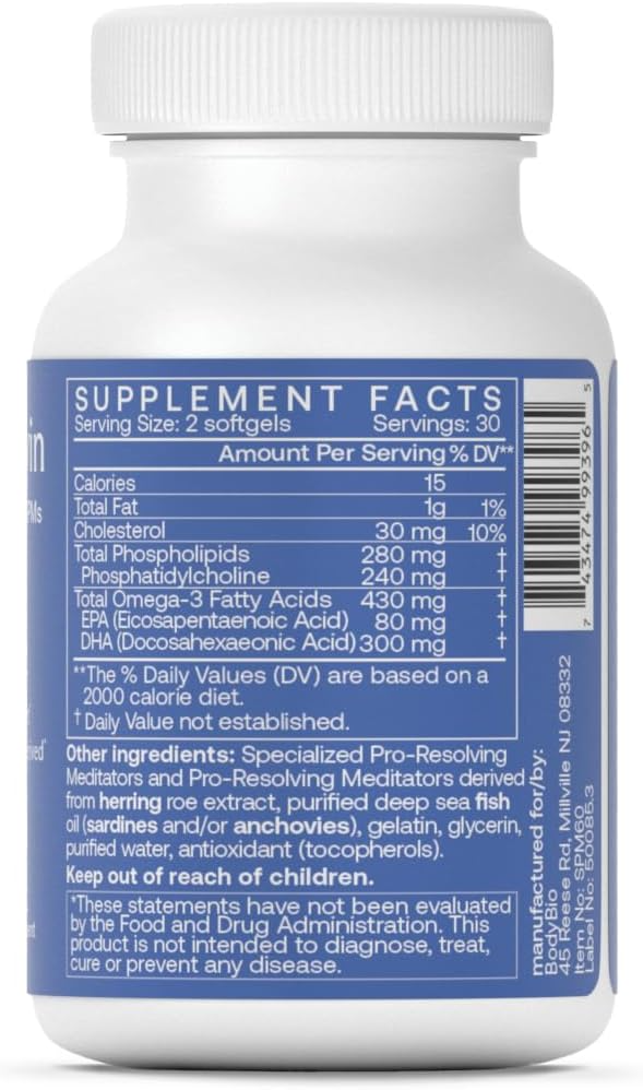BodyBio Fish Oil+ with Specialized Pro-resolving Mediators - 60 Jel