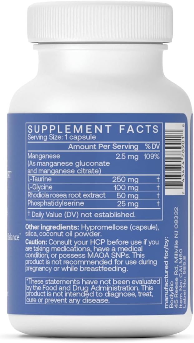 BodyBio Calm - Stress Relief Supplement - 60 Kapsül