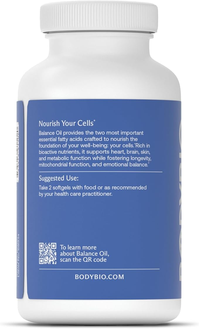 BodyBio Omega Oils 3 & 6 - Essential Fatty Acids for Brain and Heart Health - 180 Jel