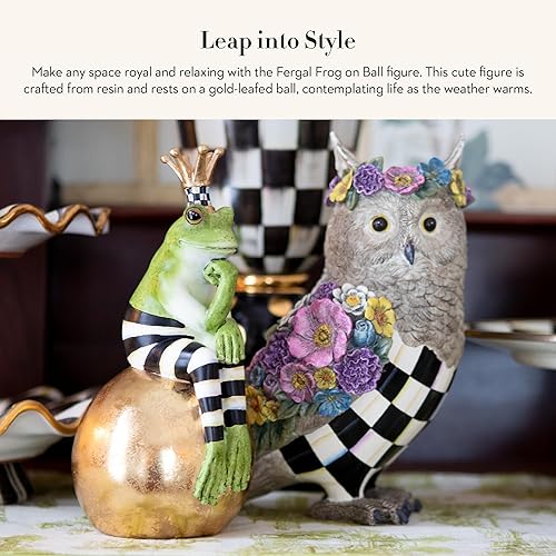 MACKENZİE CHİLDS Fergal Frog on Ball Statue: Unique Decoration for Bathroom or Living Room