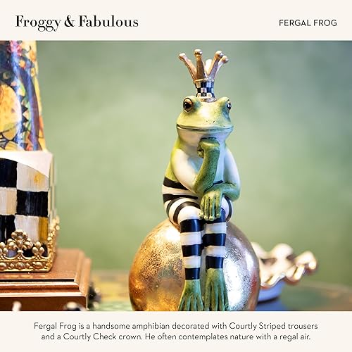 MACKENZİE CHİLDS Fergal Frog on Ball Statue: Unique Decoration for Bathroom or Living Room