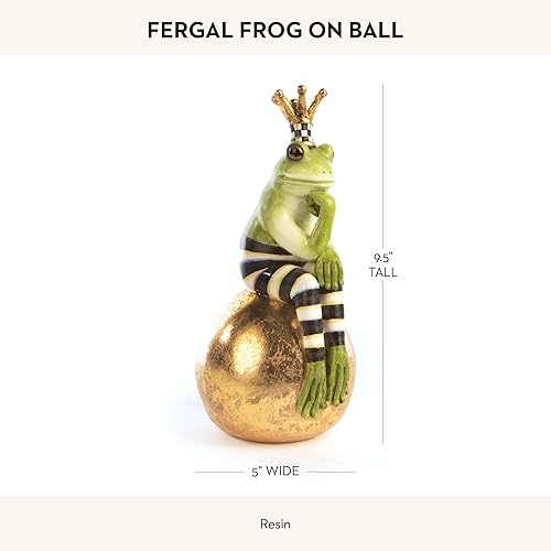 MACKENZİE CHİLDS Fergal Frog on Ball Statue: Unique Decoration for Bathroom or Living Room