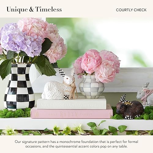 MACKENZIE-CHILDS Tall Enamel Vase - Unique Black-and-White Flower Vase for Living Room Decor