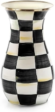 MACKENZIE-CHILDS Tall Enamel Vase - Unique Black-and-White Flower Vase for Living Room Decor