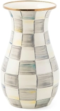 Gray-and-White Enamel Tall Vase by MACKENZIE-CHILDS - Unique Bouquet Decor for Living Room