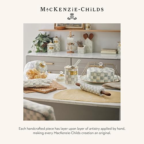 Gray-and-White Enamel Tall Vase by MACKENZIE-CHILDS - Unique Bouquet Decor for Living Room