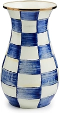 MACKENZIE-CHILDS Tall Enamel Vase, Blue-and-White Royal Check, Unique Flower Vase