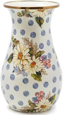MACKENZIE-CHILDS Tall Enamel Flower Vase, Blue Wildflowers Decor