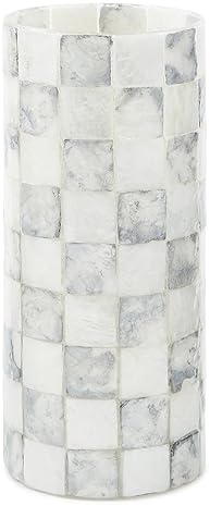 MACKENZIE-CHILDS  and White Capiz Small Vase  Unique Flower Decor
